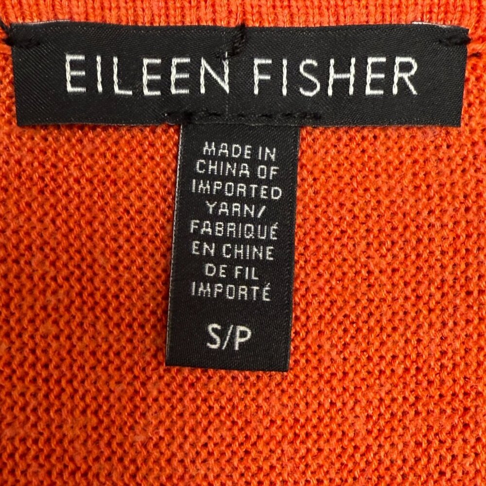 EILEEN FISHER Tencel Silk Pullover‎ Short Sleeve Sweater Orange | Size Small - Picture 2 of 7
